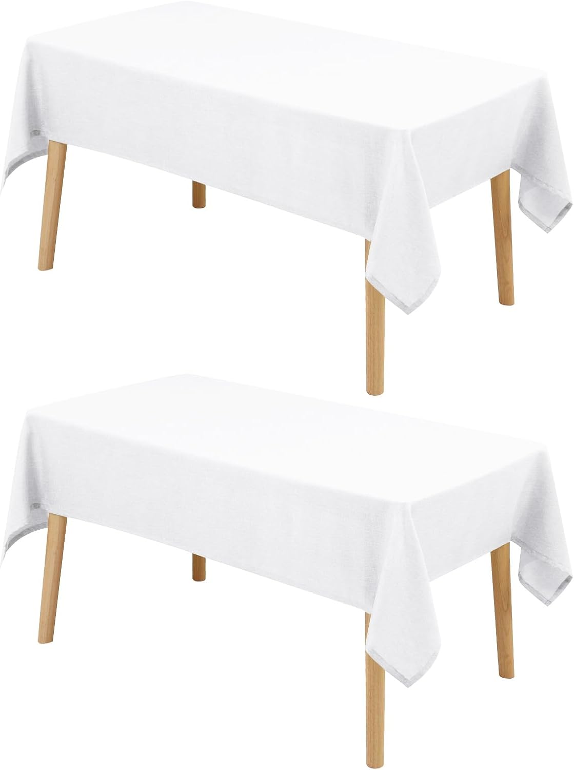 Hiasan 2 Pack Faux Linen Square Tablecloth - Wrinkle and Stain Resistant Washable Table Cloth for Kitchen Dining Room Holiday Table Cover for Party Dinner, White, 60 x 60 Inch