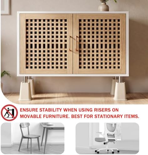 ANNKUT 8 Inch Heavy Duty Bed Risers, Furniture Risers for Desk, Chair, Table or Sofa, Couch Lift Risers, Supports up to 2200 lbs per Leg(6 Pack Beige) - Image 4