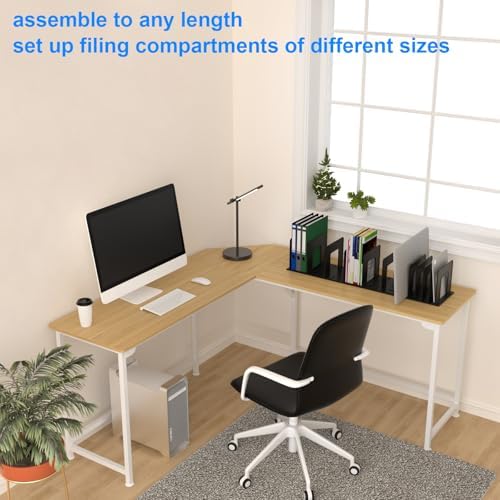 Adjustable File Sorter Accessories 6 Pieces Upright Plates, Expandable File Folder Holder Accessory, Desktop Binder Organizer, School Office File Organizer, White - Image 4