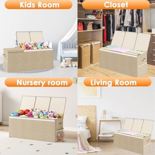 150L Extra Large Toy Storage Box with Lid, Foldable Toy Chest Organizer - Image 6