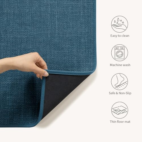 chakme Bathroom Rugs Mat 36x24, Ultra Thin Non Slip Bath Mat Large Quick Dry Absorbent Bath Mat for Bathroom, (Dark Blue, 36"x24") - Image 4