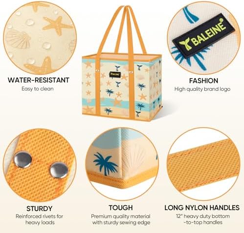 BALEINE 3PK Reusable Grocery Bags, Heavy Duty Shopping Tote Bag - Image 4