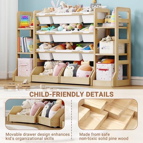 Toy Storage Organizer with 6 Bookshelf, 9 Bins and 2 Drawers - Image 4