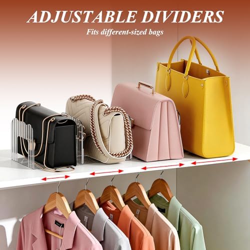 Clear Purse Organizer for Closet, Adjustable Purse Storage Handbag Storage Shelf Dividers, 1 Set Plastic Clutch Dividers for Closet Organizers Perfect for Purse Handbag Books - Image 5