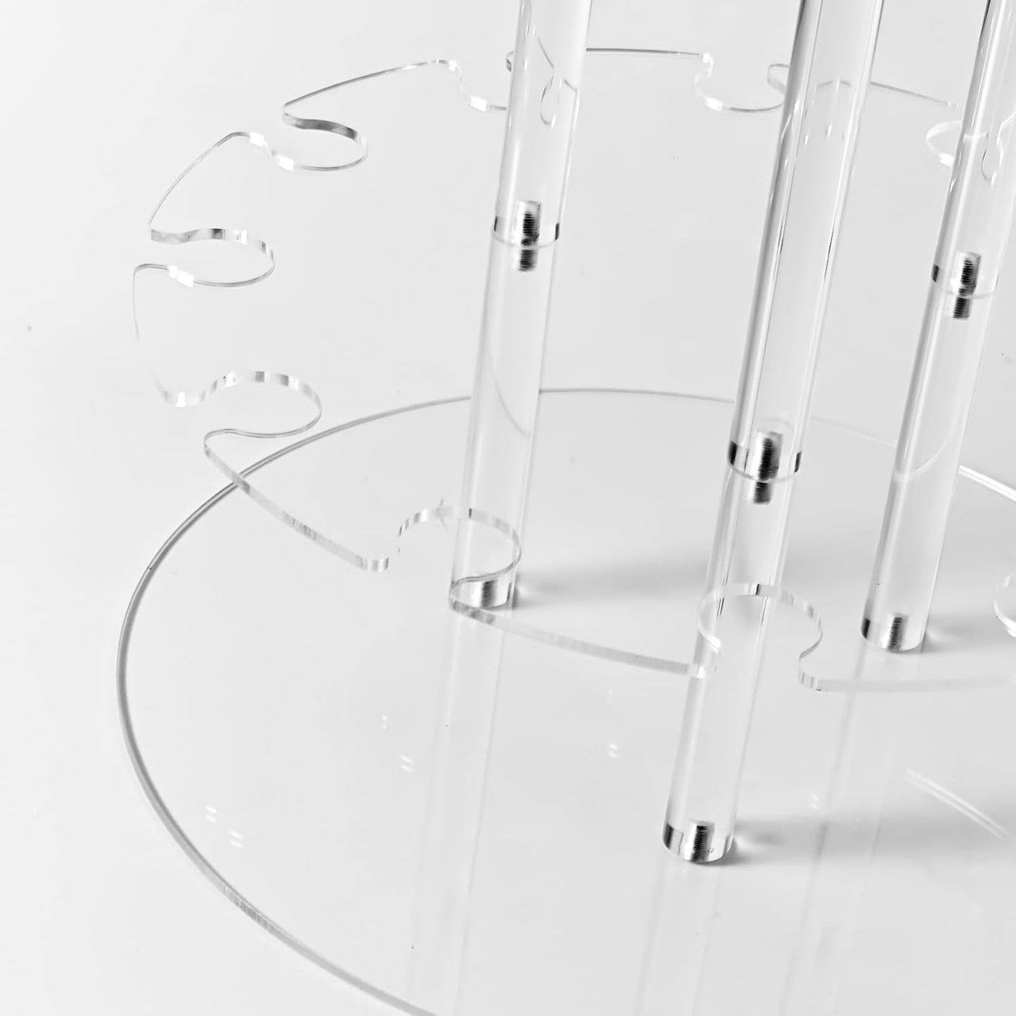 Champagne Tower, Circle Acrylic Champagne Display Rack Stand with 28 Slots, 3 Tier Floating Sight Champagne Flute Holder for Party, Wedding, School, Celebration, 13.4x13.4x25.5 inch, 2Pcs