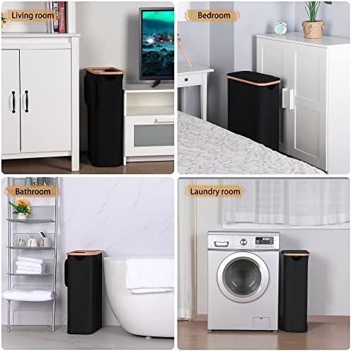 IEGrow Laundry Hamper with Lid,65L Laundry Basket with Mesh Bags,Black - Image 6