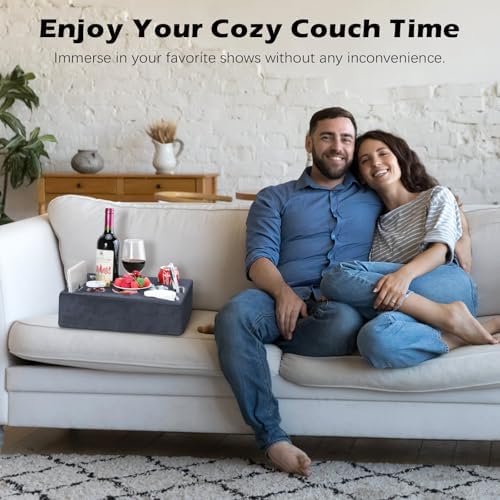 MoKo Couch Cup Holder Pillow, Sofa Bed Cup Holder for Drinks, 7 Slot Tray Couch Drink Holder, Couch Caddy for Remote, Snacks, Drinks, Tablet, Cup Holder for Couch, Bed, Rv, Tv, Car, Man Cave, Boat - Image 4