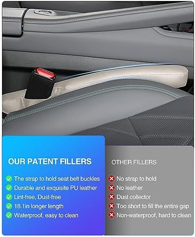 Leather Car Seat Gap Filler Universal for Car Truck SUV to Block The Gap Between Seat and Console Stop Things from Dropping 2 Packs Beige - Image 4