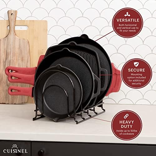 Cuisinel Pan Organizer for Cast Iron, Silicone-Coated 15" Skillet Rack - Image 5