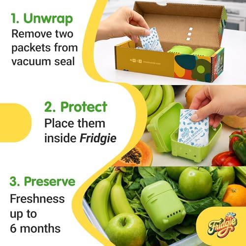 Fridgie Produce Saver, Ethylene Gas Absorber, Fresh Vegetable Saver - Green - Image 5