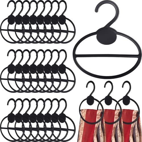 FoldTier 25 Pcs Scarf Hanger Plastic Holder Organizer Space Saving Scarf Organizer Clothes Hanger for Scarves Headscarves Clothing Sorting Storing (Black) by FoldTier