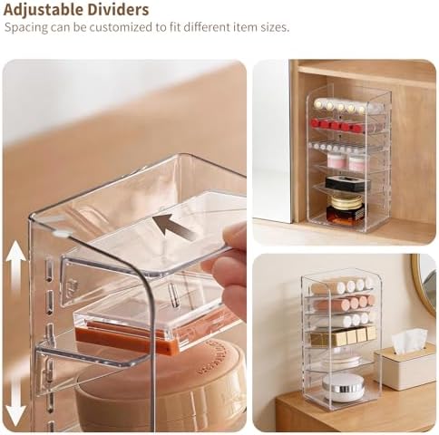 PAVSTINE 2 Pack Medicine Cabinet Organizer with Adjustable Dividers, Clear - Image 4