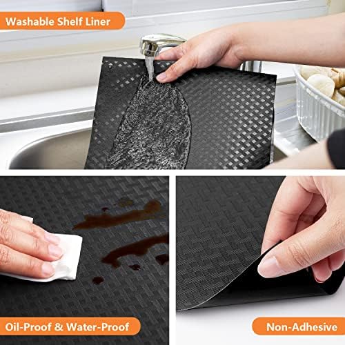 Shelf Liners for Kitchen Cabinets Non Adhensive, Black 17.5"× 236.2" - Image 5