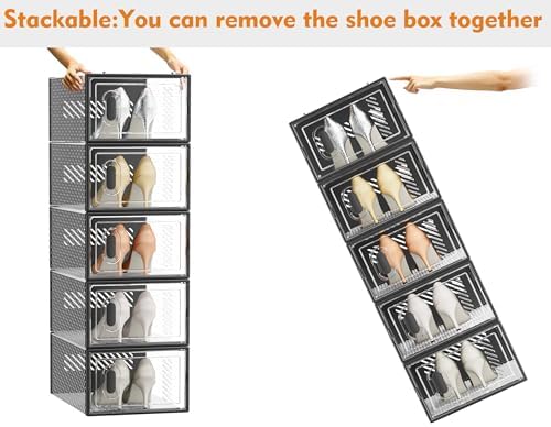 SIMPDIY Clear Shoe Storage Boxes, Stackable Shoe Organizer for Closet - Image 6