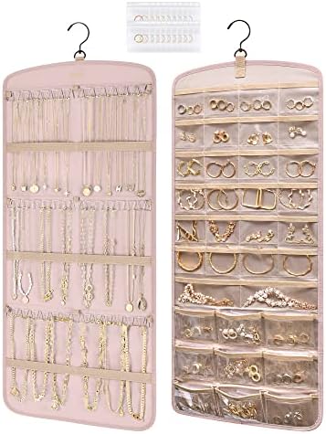 BAGSMART Hanging Jewelry Organizer, Necklace Holder Large Pink by BAGSMART