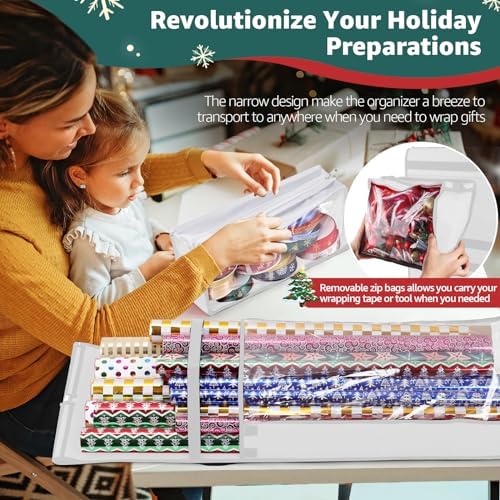 Hanging Wrapping Paper Organizer Storage, Over Door Gift Wrap Roll Holder - Image 6