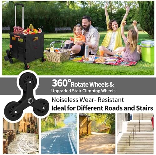 Wheel Replacement Stair Climbing Wheels for Shopping Laundry Cart, Trolley Triangle Shopping Cart Stair Climbing Wheels for BY06C BY10C Foldable cart (2 PCS) - Image 2