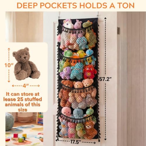 Ofiray-home Cotton Over The Door Stuffed Animal Storage - Image 3