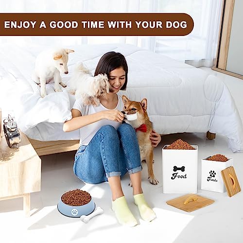 Dog Treat Container 2PCS, Dog Food Storage Container with Lids Airtight, Dog Treat Jars for Kitchen Counter-7+3Lbs, Small Dog and Cat Cookie Jar for Storage, Pet Treat Container (Upgraded) White - Image 3