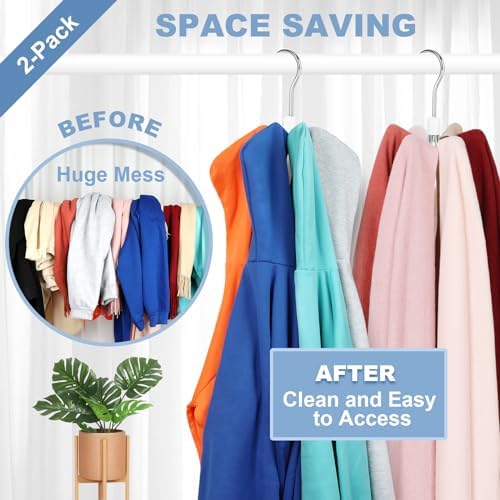 TOPIA HANGER Hoodie Hangers 2-Pack with 6 Cedar Balls, 360° Swivel, CT43C - Image 3