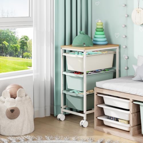 KINGBOARD Slim Rolling Cart with 3 Drawers, Metal Utility Storage Cart - Image 5