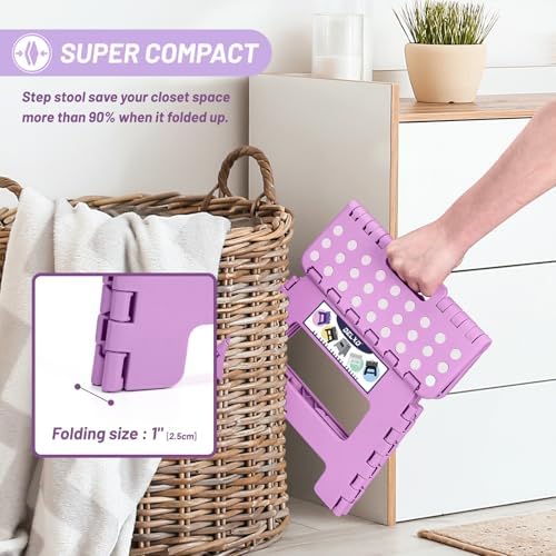 Delxo 9 Inch Kids Step Stool,300 Lbs Folding Step Stool for Toddler Purple - Image 5