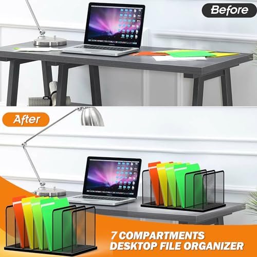 Kuntine.B 7-Section Upright Desk File Organizer Black 2 Pack - Image 3
