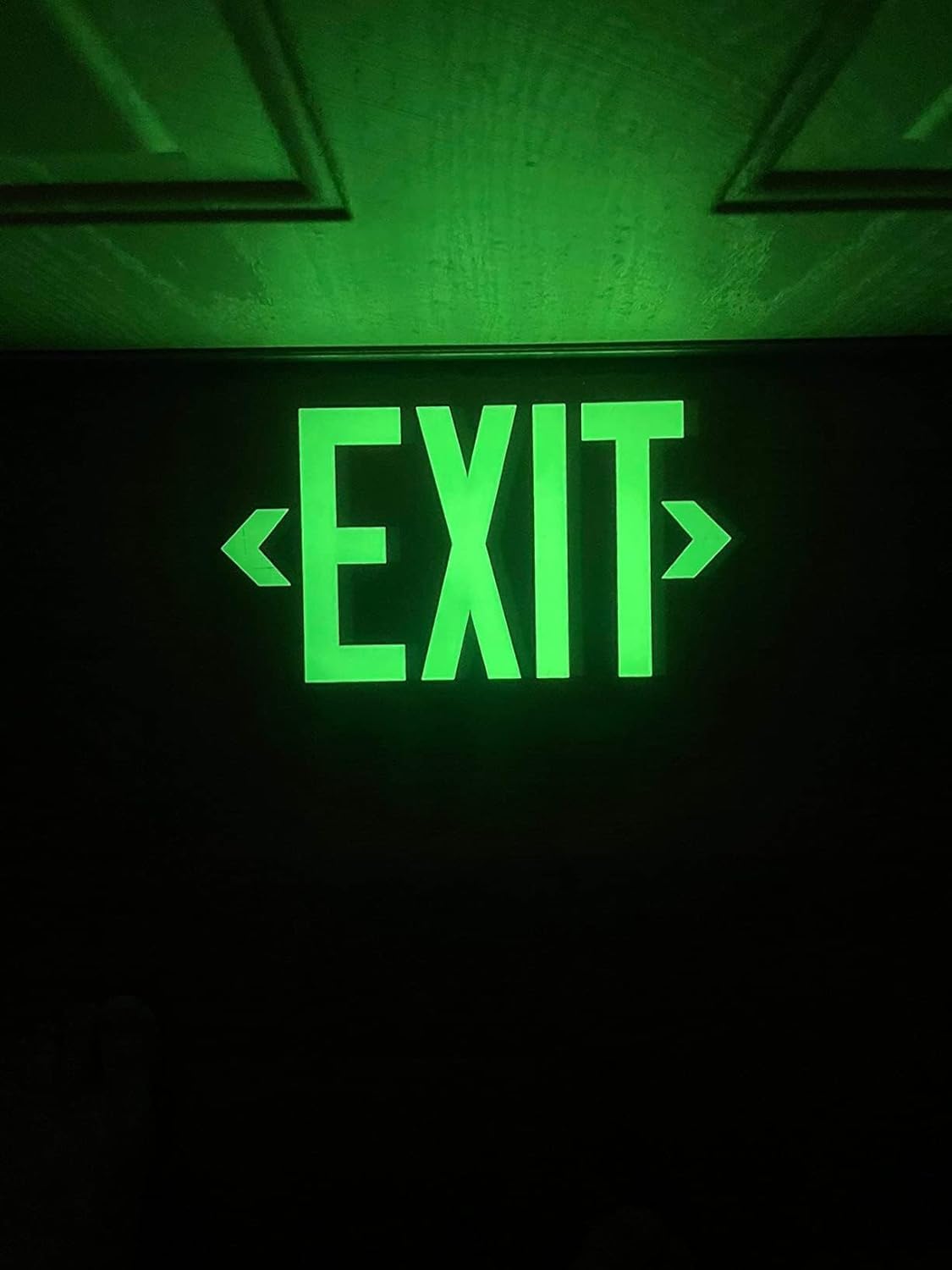 Photoluminescent Exit Sign Black, 14.25"x 7.5" Glow In The Dark Exit Signs Aluminum with 8pcs Removable Directional Arrows and Strong Adhesive Backing,Easy to install, 4Pack