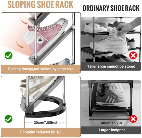 6 Tier Vertical Narrow Shoe Rack, Stackable Tall Skinny Shoe Storage Rack - Image 4