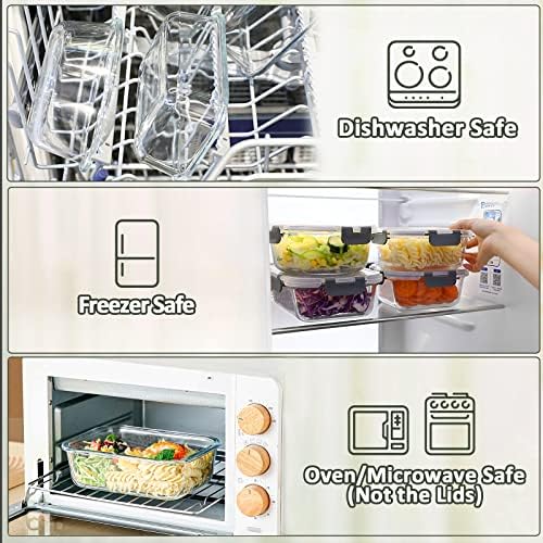 M MCIRCO 5 Pack 36 oz Glass Food Storage Containers with Lids, White - Image 4
