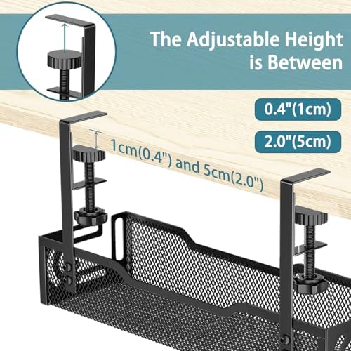 2Pack Under Desk Cable Management Tray, No Drill Mesh Desk Cable Tray - Image 3