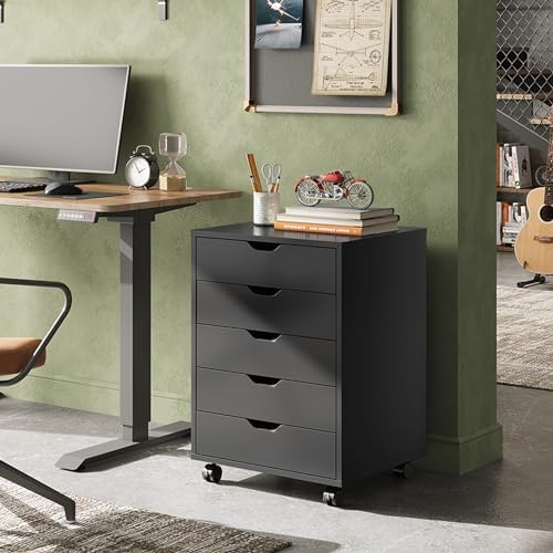 DEVAISE 5-Drawer Filing Cabinet, Under Desk file Cabinet, Black - Image 2