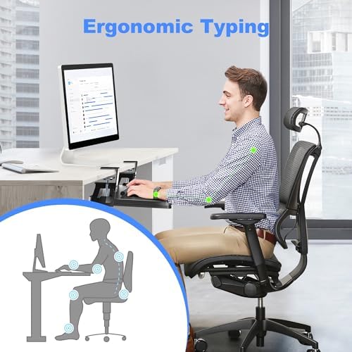XINLEI Keyboard Tray Under Desk Large C-Clamp 25.6” (30” Including Clamps) x 11.8” Slide-Out Platform Computer Drawer Pull Out Keyboard & Mouse Tray Black DSF4 - Image 2