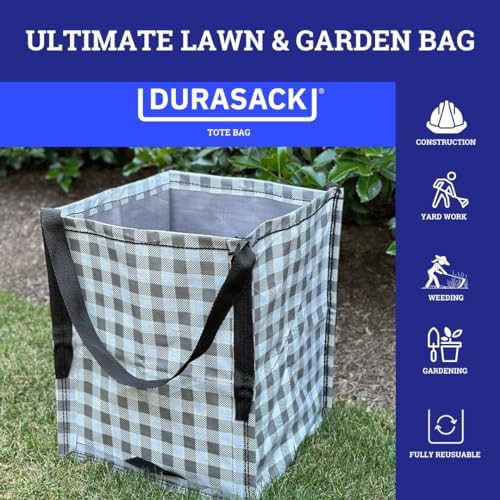 DURASACK Heavy Duty Storage Tote Bag 22-Gallon, Gingham Gray, Pack of 4 - Image 6