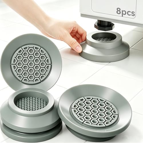 Anti Vibration Pads for Washer with Powerful Sucker,Washing Machine Vibration Absorber,Washer and Dryer Stand,Stops Washer Dryer from Moving Prevents Noise, Washing Machine Stand |Grey,8pcs| by protstorlife