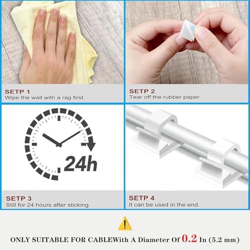 Cable Clips，50PCS Electrical Cord Management Adhesive Cable Wire Clip Wire Clips wall，Used for Cars, Offices, and Homes Cable Clips Cord Organizer (White) - Image 5