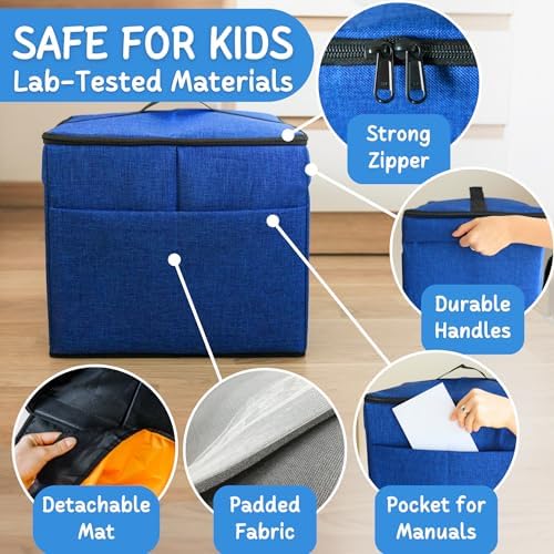 XL Toy Storage Organizer with Play Mat - Storage Bag/Box for Kids, Boys, Girls, Nursery, Playroom - Basket for Building Bricks/Blocks - Collapsible Fabric Cube Bin, 13"x13"x15" - Image 5