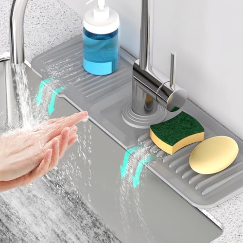 17.7'' Faucet Mat for Kitchen Sink Splash Guard Drain Mat Behind Faucet by Snoquir
