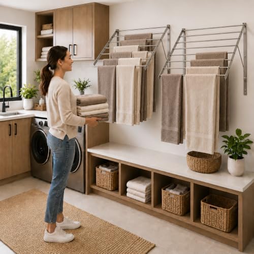 Smartsome Wall Mounted Clothes Drying Rack, 30" Wide - Image 3