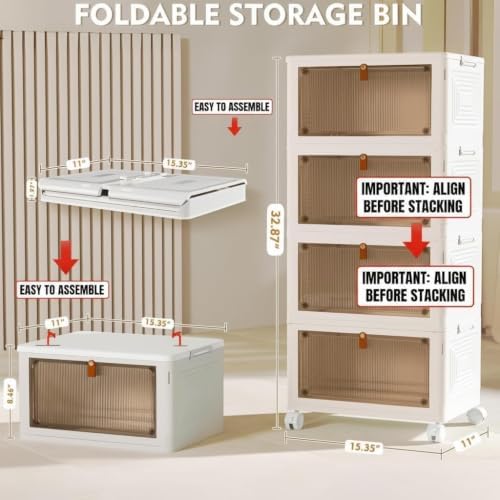 YFXCVSL 4 Tier Plastic Storage Bins with Lid 23.5QT, Stackable Storage Bins - Image 7