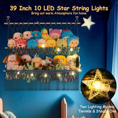 2 Tier Stuffed Animal Storage Shelf Net, 35x30'' Large Plushie Net Aqua - Image 4