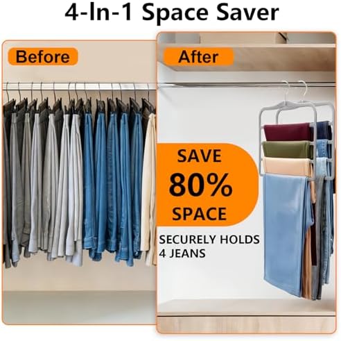 Velvet Pants Hangers Space Saving, 2-Pack Multi-Tier Closet Organizers,Grey - Image 2