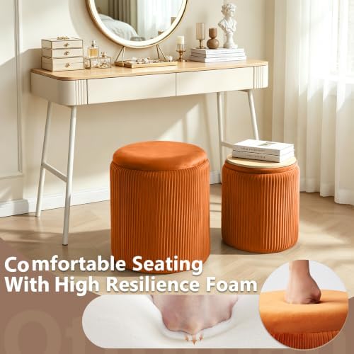 Royal Windsor Round Ottoman with Storage Set of 2, Storage Vanity Stool - Image 5