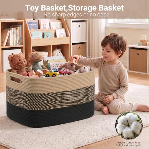 108L Extra Large Rectangle Laundry Hamper, Jute/Black, 25"x16"x16" - Image 4