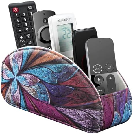 PU Leather Remote Control Holder TV, Remote Caddy for Table 5 Compartments by YAPISHI