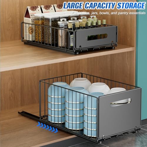 Pull Out Cabinet Organizer, No Drill Slide Out Pantry Drawer 2 Pack - Image 2