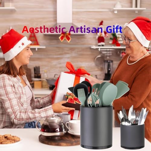 LIBODOUR Kitchen Utensil Holder,Large 360°Rotating For Countertop(2 Set) - Image 2