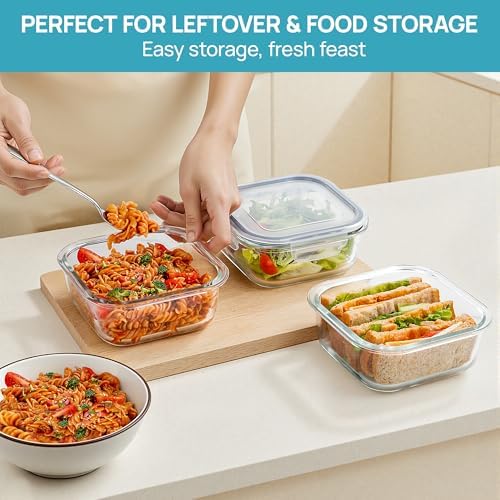 Vtopmart 5Pack 27oz Glass Food Storage Containers with Lids, Grey - Image 4