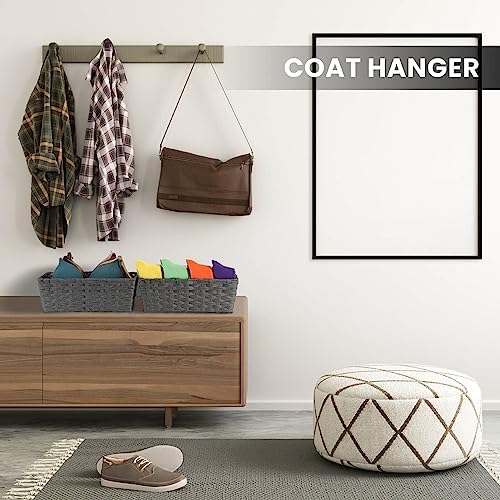 Onlytak Large Wicker Storage Basket, Metal Frame, Set of 2, Washable Waterproof, 15" x 10.3" x 5.2", Dark Grey Color, Woven Basket for Pantry, Toilet, Bathroom, Bedroom, Patio - Image 6