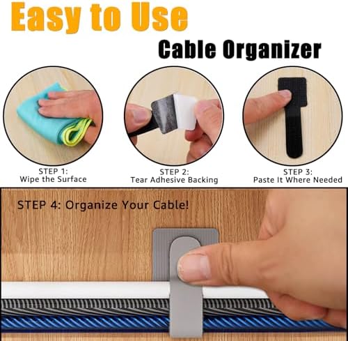 80PCS Hook and Loop Cable Straps, Cable Management Under Desk - Image 3